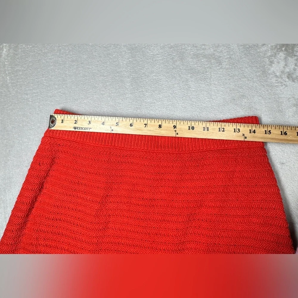 Scoop Crochet Scalloped Hem Red Pink Striped A Line Pull On Midi Skirt Large - Picture 9 of 16